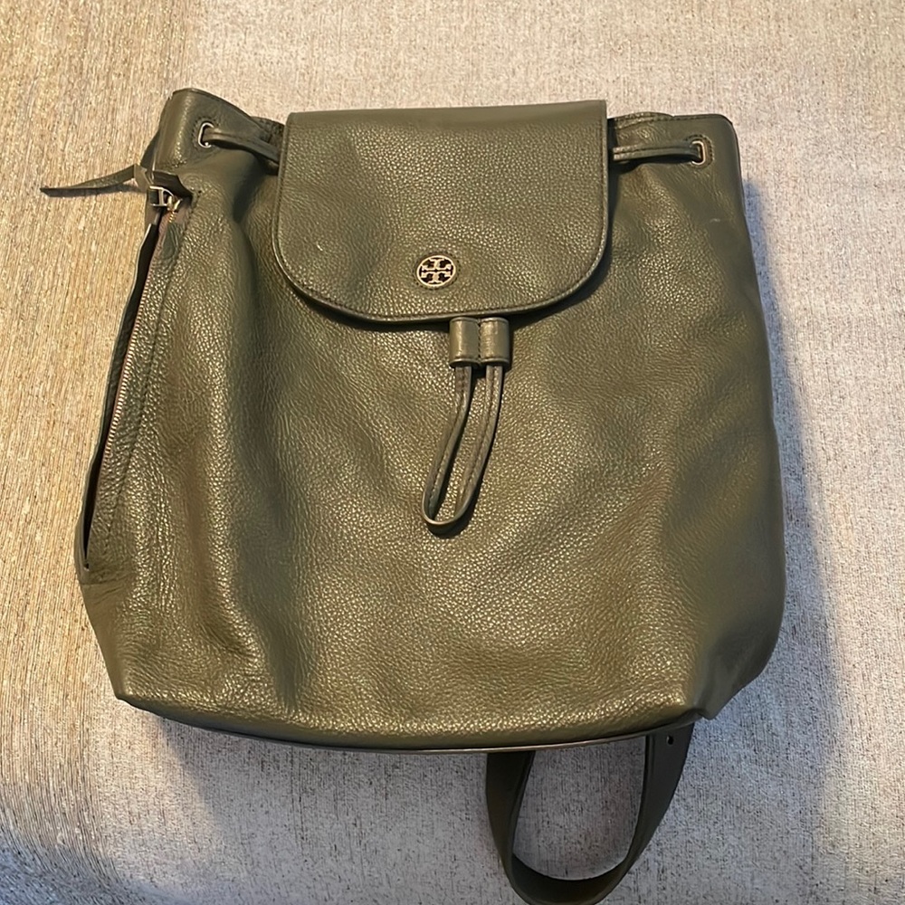Tory Burch army green backpack